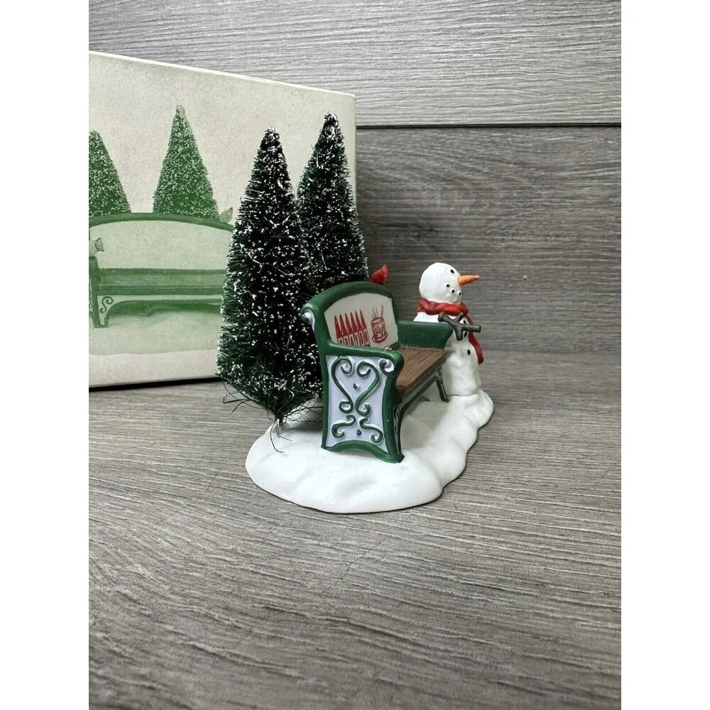 Dept 56 #2211 Our Own Village Park Bench, Snowman, Christmas Village Crayon Soup